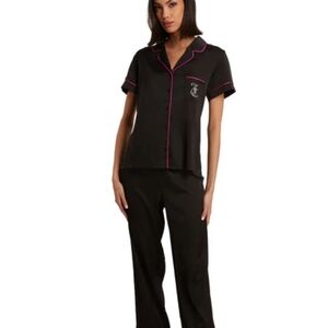 Juicy Couture Black and Pink Trim Satin PJs